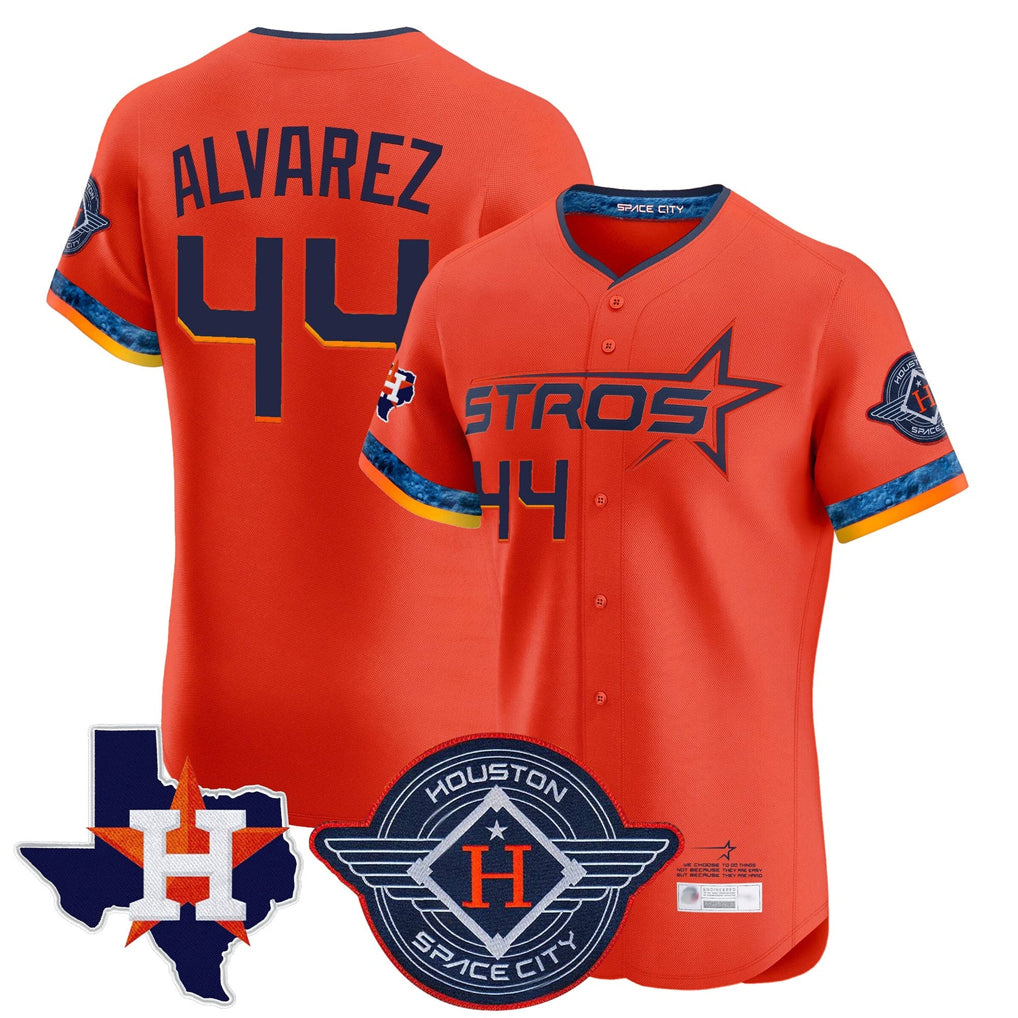 H.Astros #44 Yordan Alvarez Player Orange City Connect Texas Patch Vapor Premier Limited Elite Home Hdoa Stitched Jerseys