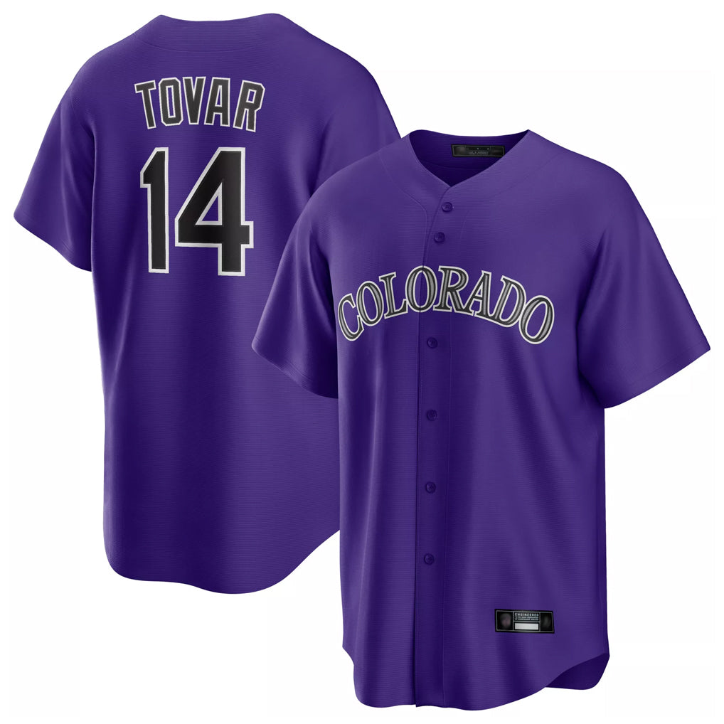 C.Rockies #14 Ezequiel Tovar Player Purple Game Home Hdoa Stitched Jerseys