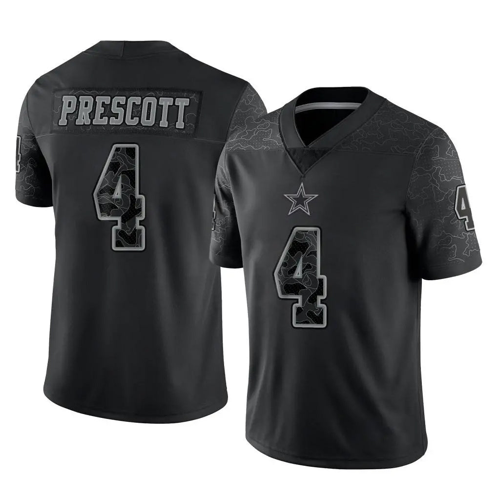 D.Cowboys #4 Dak Prescott Player Black Limited Reflective Home Game Hdoa Stitched Jerseys