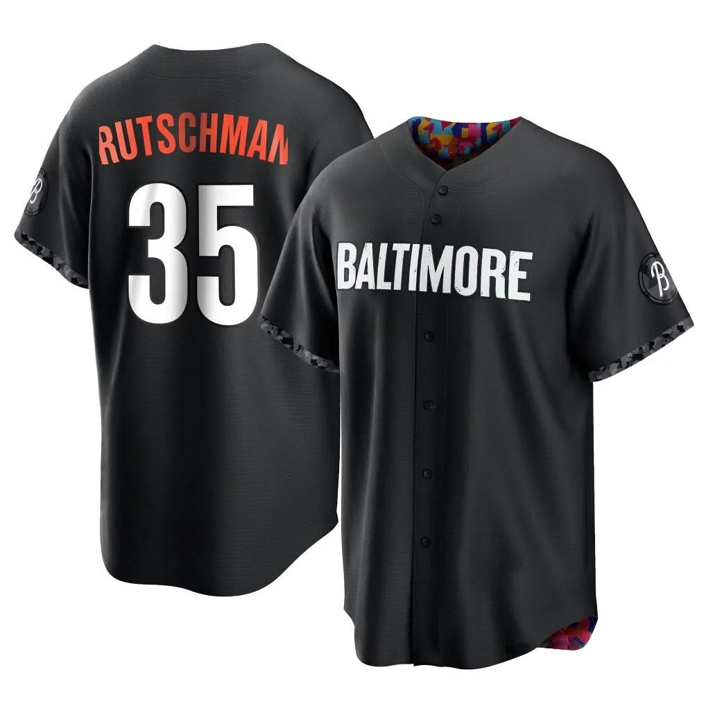 B.Orioles #35 Adley Rutschman Player Black City Connect Home Game Hdoa Stitched Jerseys