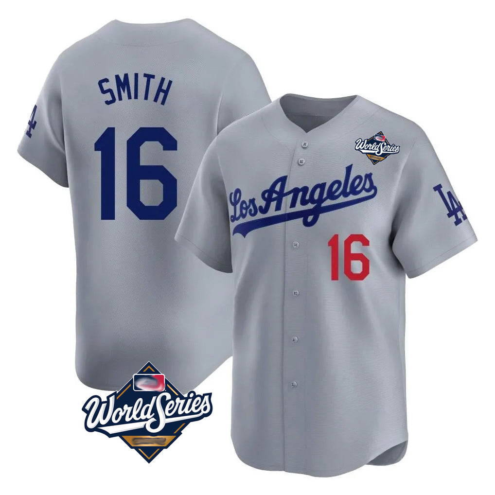 LA.Dodgers #16 Will Smith Player Gray World Series Limited Home Hdoa Stitched Jerseys