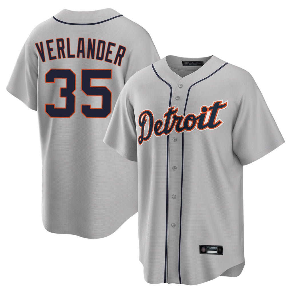 D.Tigers #35 Justin Verlander Player Gray Home Game Hdoa Stitched Jerseys