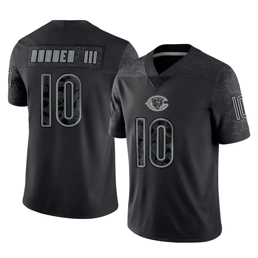 C.Bears #10 Luther Burden III Player Black REFLECTIVE Limited Game Hdoa Stitched Jerseys
