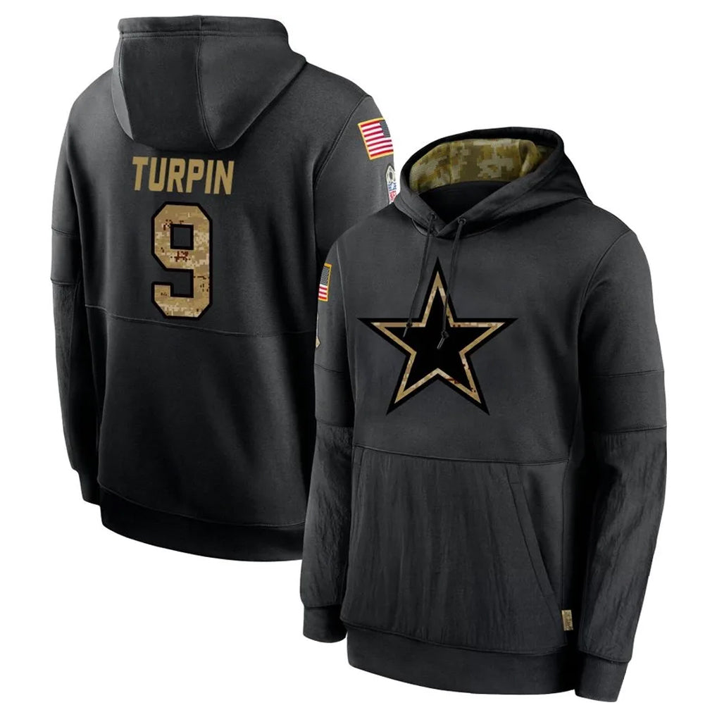 D.Cowboys #9 KaVontae Turpin Player Black Salute to Service Pullover Hoodies Limited Hdoa Stitched Jerseys