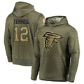 A.Falcons #12 Avieon Terrell Player Olive Salute to Service Club Fleece Hoodie Hdoa Stitched Jerseys