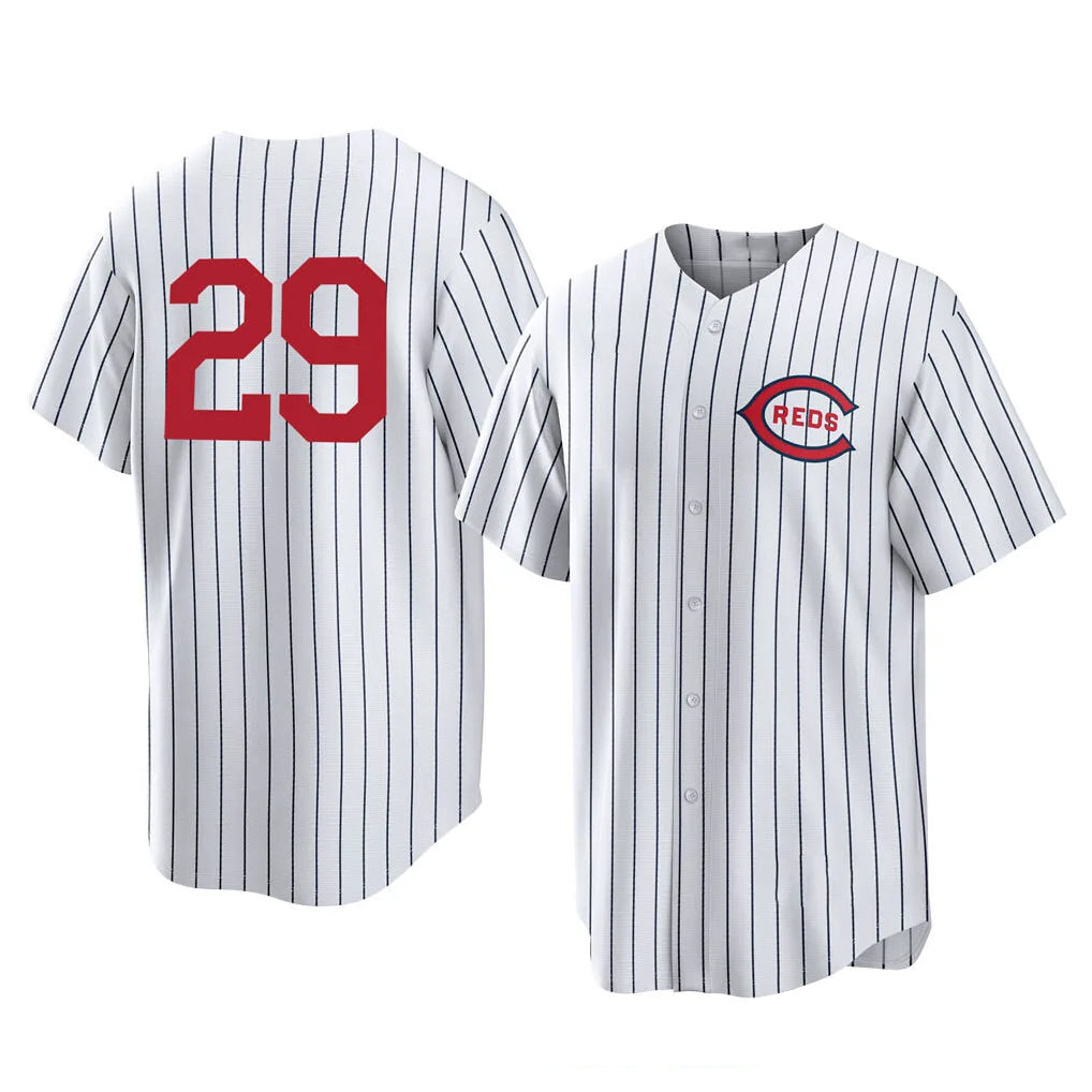 C.Reds #29 TJ Friedl Player White Stripe Field of Dreams Game Home Hdoa Stitched Jerseys