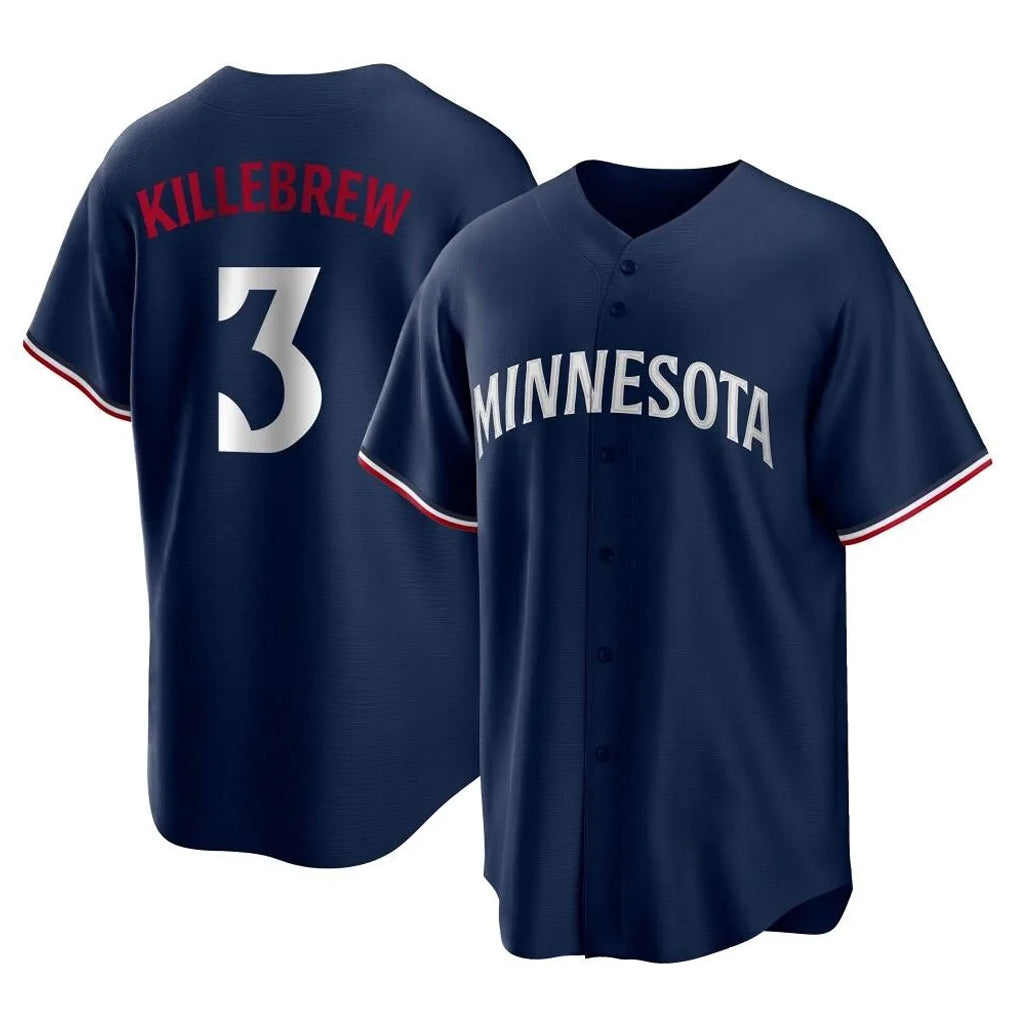 M.Twins #3 Harmon Killebrew Player Navy Replica Alternate Home Hdoa Stitched Jerseys