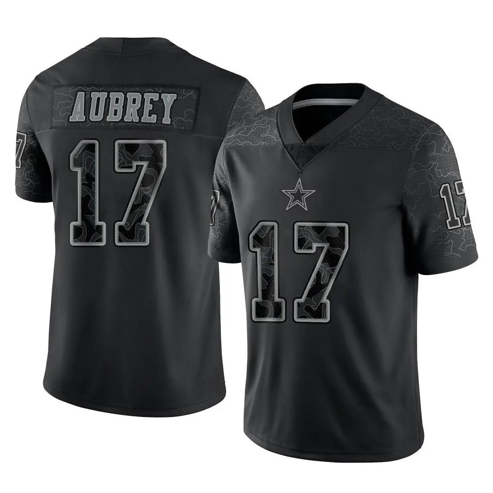 D.Cowboys #17 Brandon Aubrey Player Black Limited Reflective Home Game Hdoa Stitched Jerseys