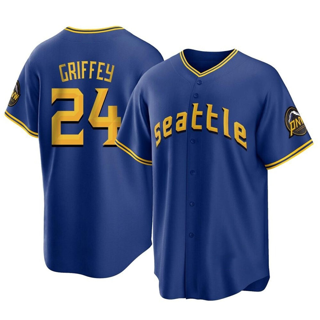 S.Mariners #24 Ken Griffey Jr Player Royal City Connect Home Game Hdoa Stitched Jerseys