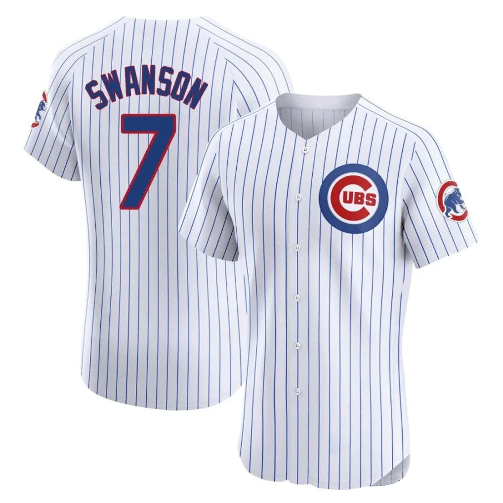 C.Cubs #7 Dansby Swanson Player White Limited Elite Home Game Hdoa Stitched Jerseys