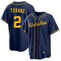M.Brewers #2 Brice Turang Player Navy Home Game Hdoa Stitched Jerseys