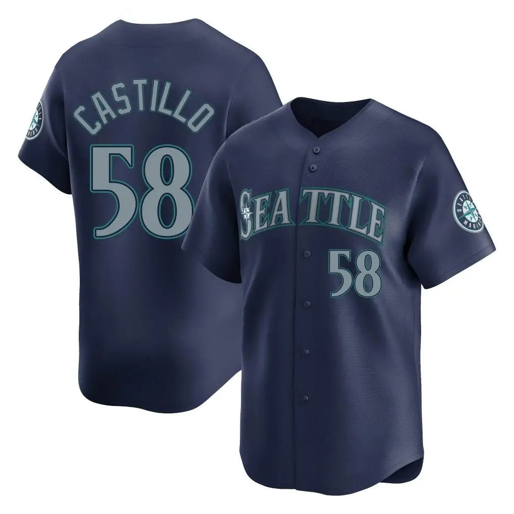 S.Mariners #58 Luis Castillo Player Navy Home Limited Hdoa Stitched Jerseys