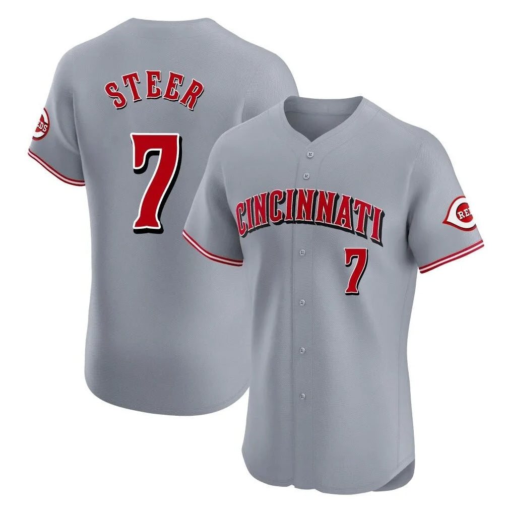C.Reds #7 Spencer Steer Player Gray Limited Elite Home Hdoa Stitched Jerseys