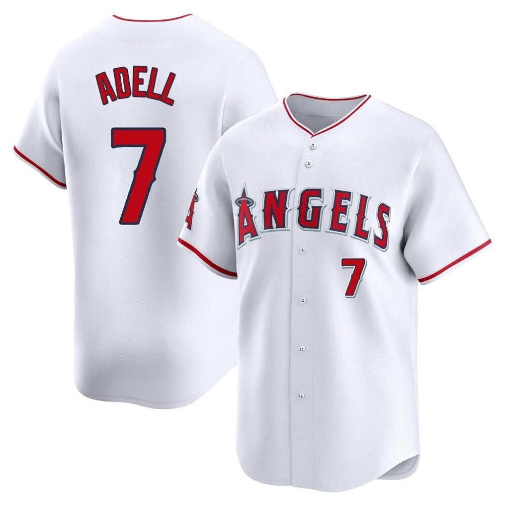 LA.Angels #7 Jo Adell Player White Limited Home Hdoa Stitched Jerseys