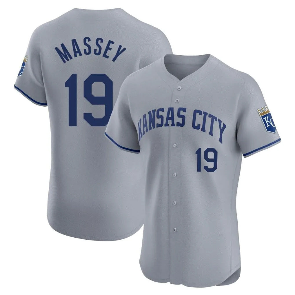 KC.Royals #19 Michael Massey Player Gray Limited Elite Home Hdoa Stitched Jerseys