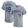 KC.Royals #19 Michael Massey Player Gray Limited Elite Home Hdoa Stitched Jerseys
